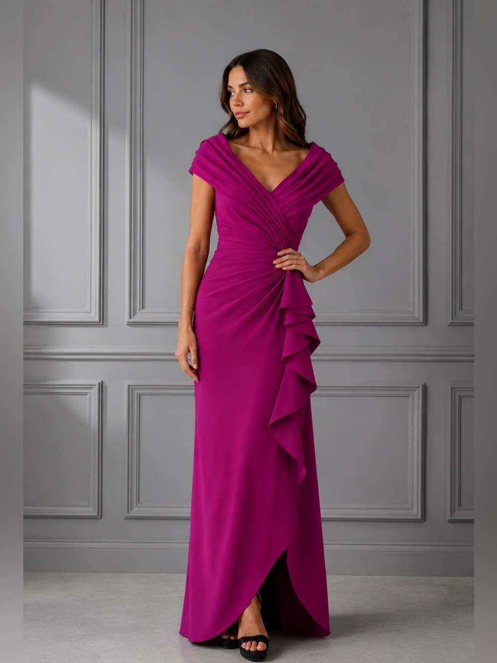 Tadashi Shoji Cascade Maxi Dress XS B2563